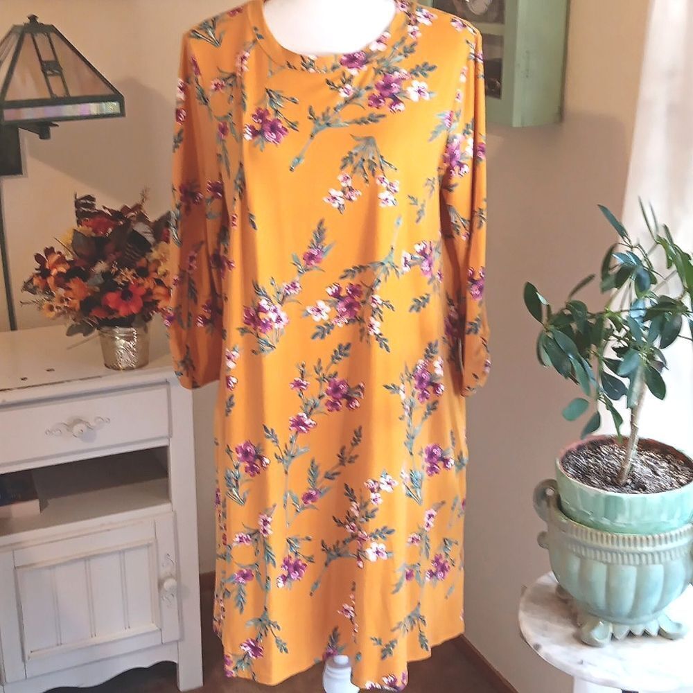 AGB Bright Gold A-line Shift Dress. Colorful. Beachy. Coastal Cowgirl